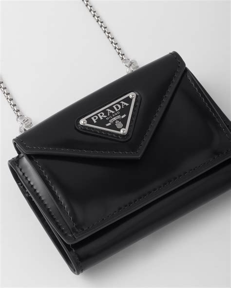 prada logo chain strap card holder|prada card holders.